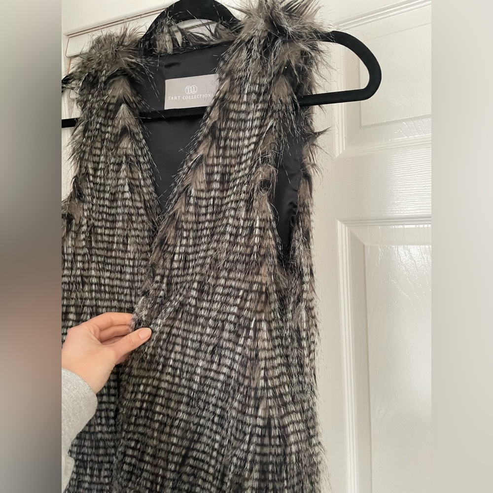 Faux Fur Vest Black/Grey